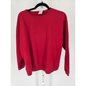 Vtg 1990s Hanes Her Way Womens Sz L Classic Crew Neck Sweatshirt Solid Red